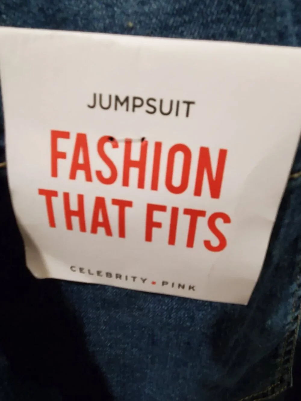 Celebrity Pink Juniors Denim Jumpsuit XXXL Blue Button Front Elastic Waist New - Picture 5 of 14